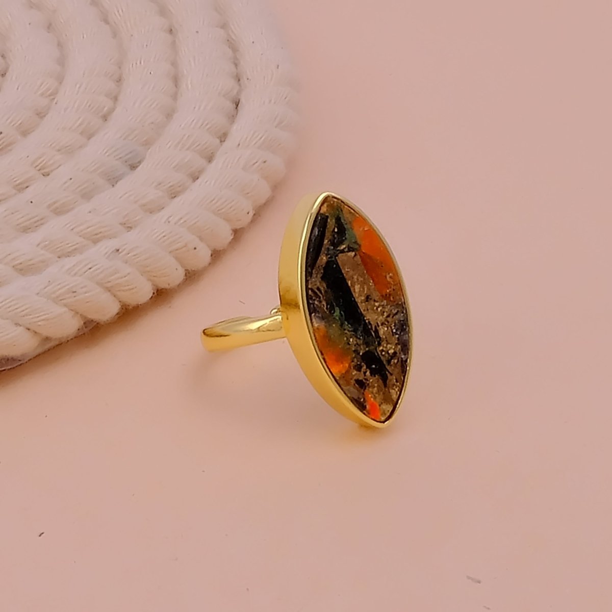 Sapphire Mohave Marquise Shape Statement Rings, Handmade Minimal Jewelry CR - 1001
