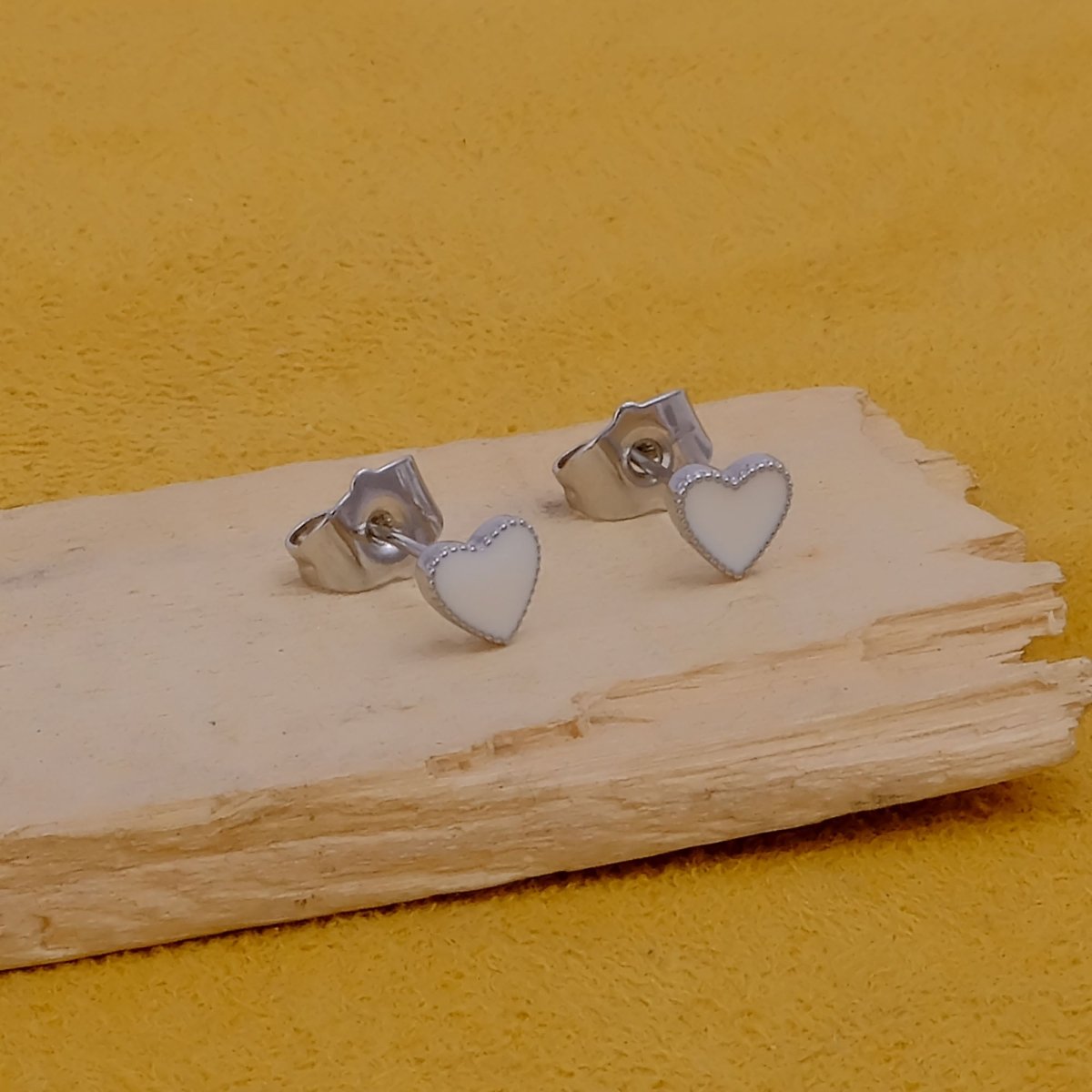 Small White Heart Earrings Tiny Studs For Her