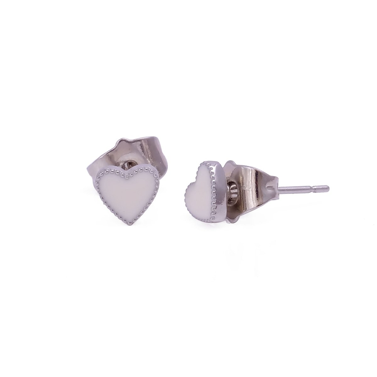 Small White Heart Earrings Tiny Studs For Her