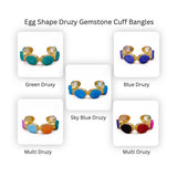 Sparkly Green Druzy Gemstone Cuff, Gold Plated Brass Adjustable Open Bangle CB - 1004