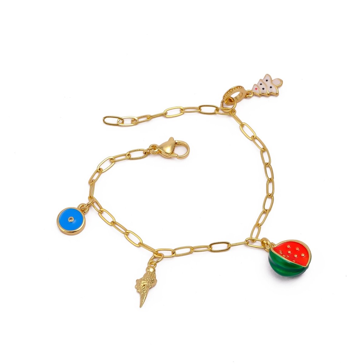 Statement Charm Bracelet, Gold Link Chain Bracelet, Aesthetic Jewelry Gift 5382