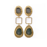 Strawberry Quartz Gold Plated Dangle Earrings, Natural Rough Gemstone Jewelry, Push Back Stud Earrings. S