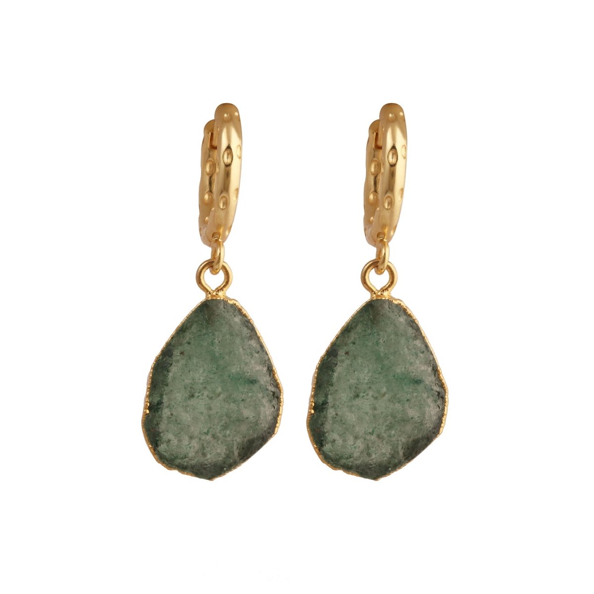 Strawberry Quartz Raw Gemstone Hoop Earrings, Luxury Gold Drop Earrings 5216