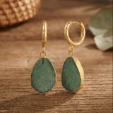 Strawberry Quartz Raw Gemstone Hoop Earrings, Luxury Gold Drop Earrings 5216