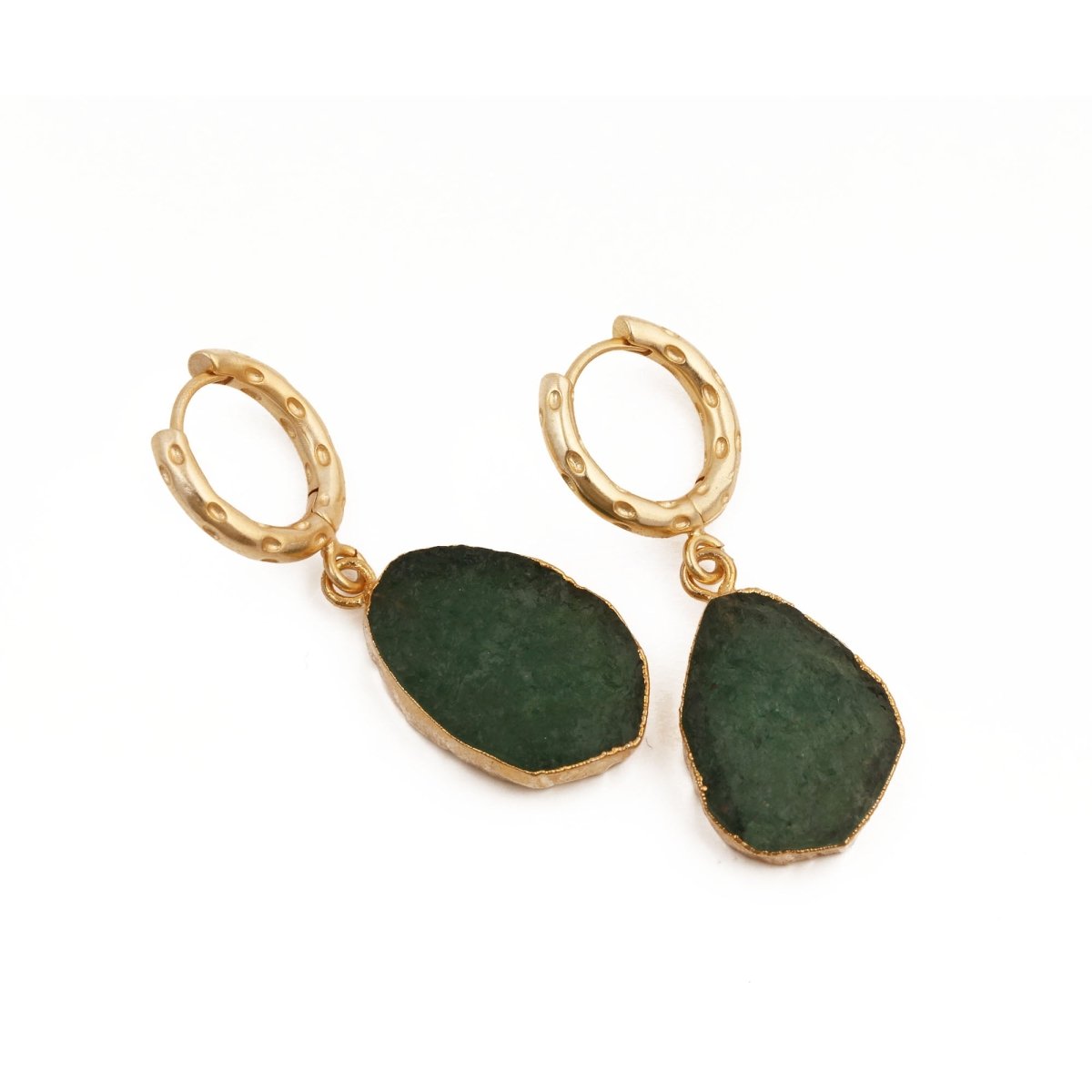 Strawberry Quartz Raw Gemstone Hoop Earrings, Luxury Gold Drop Earrings 5216