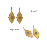 Sugar Druzy Sunburst Hoop Earrings, Gold Plated Drop Earrings 5379