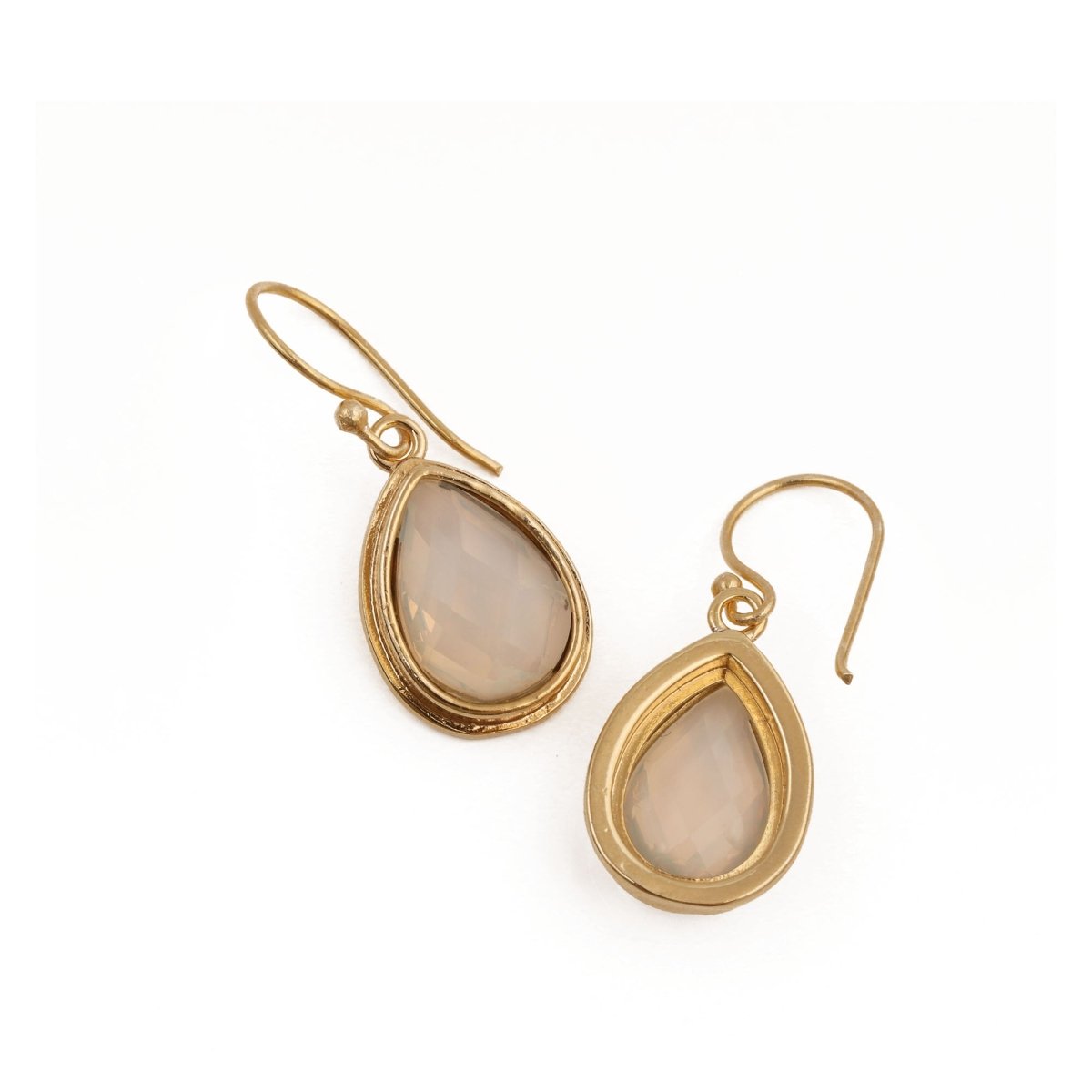 Teardrop Hook Earrings, Iolite Gemstone Gold Plated Jewelry CE - 1035