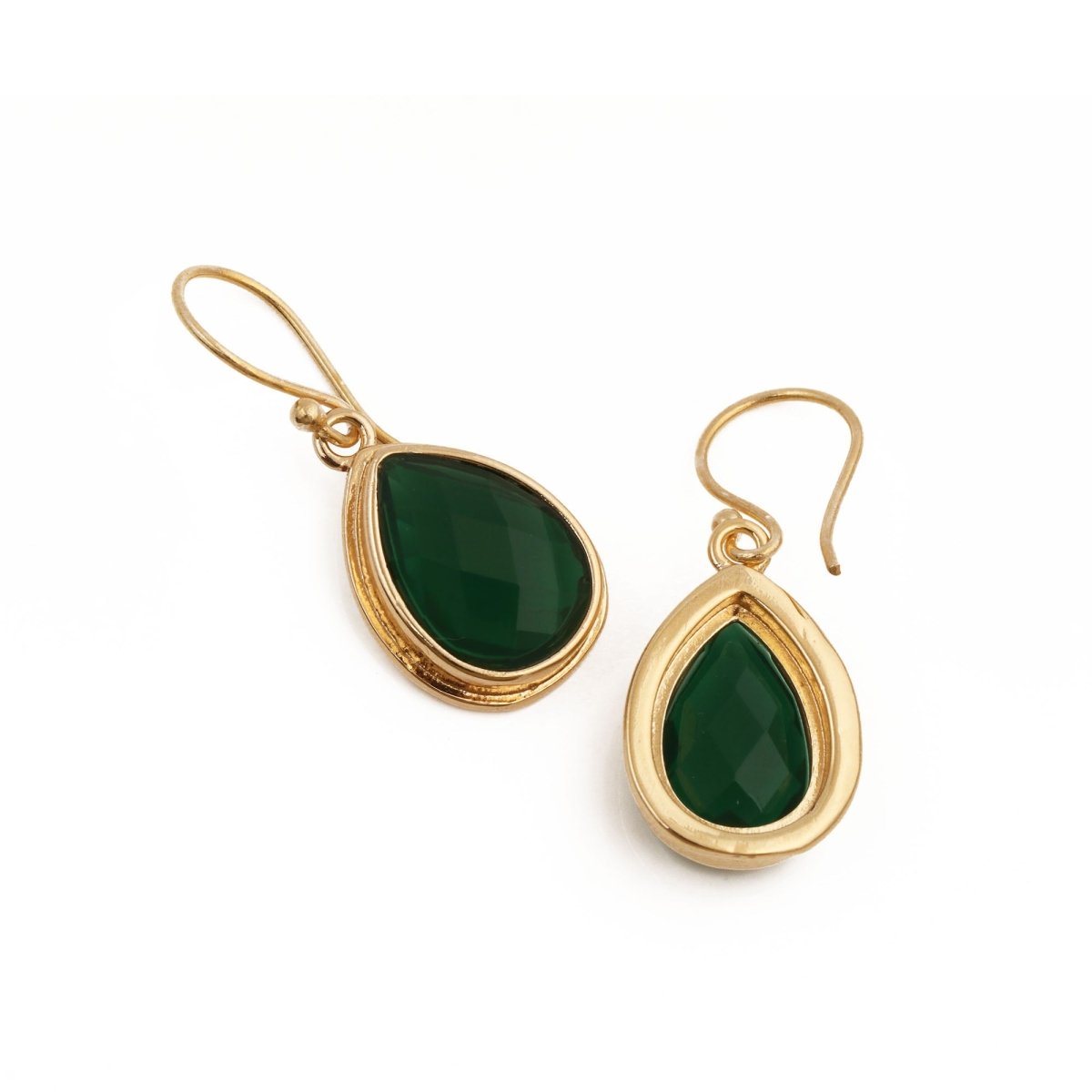Teardrop Hook Earrings, Iolite Gemstone Gold Plated Jewelry CE - 1035