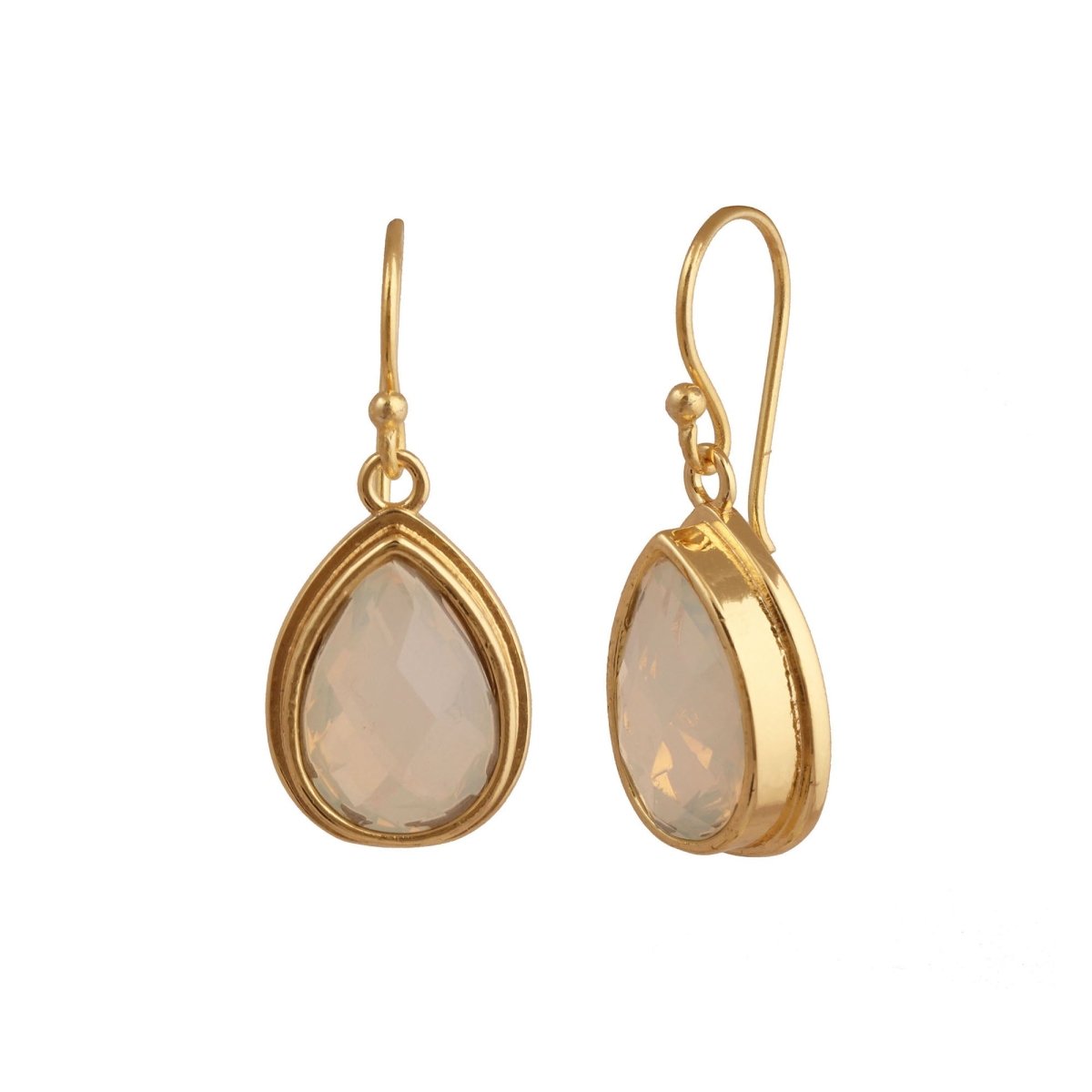 Teardrop Hook Earrings, Iolite Gemstone Gold Plated Jewelry CE - 1035