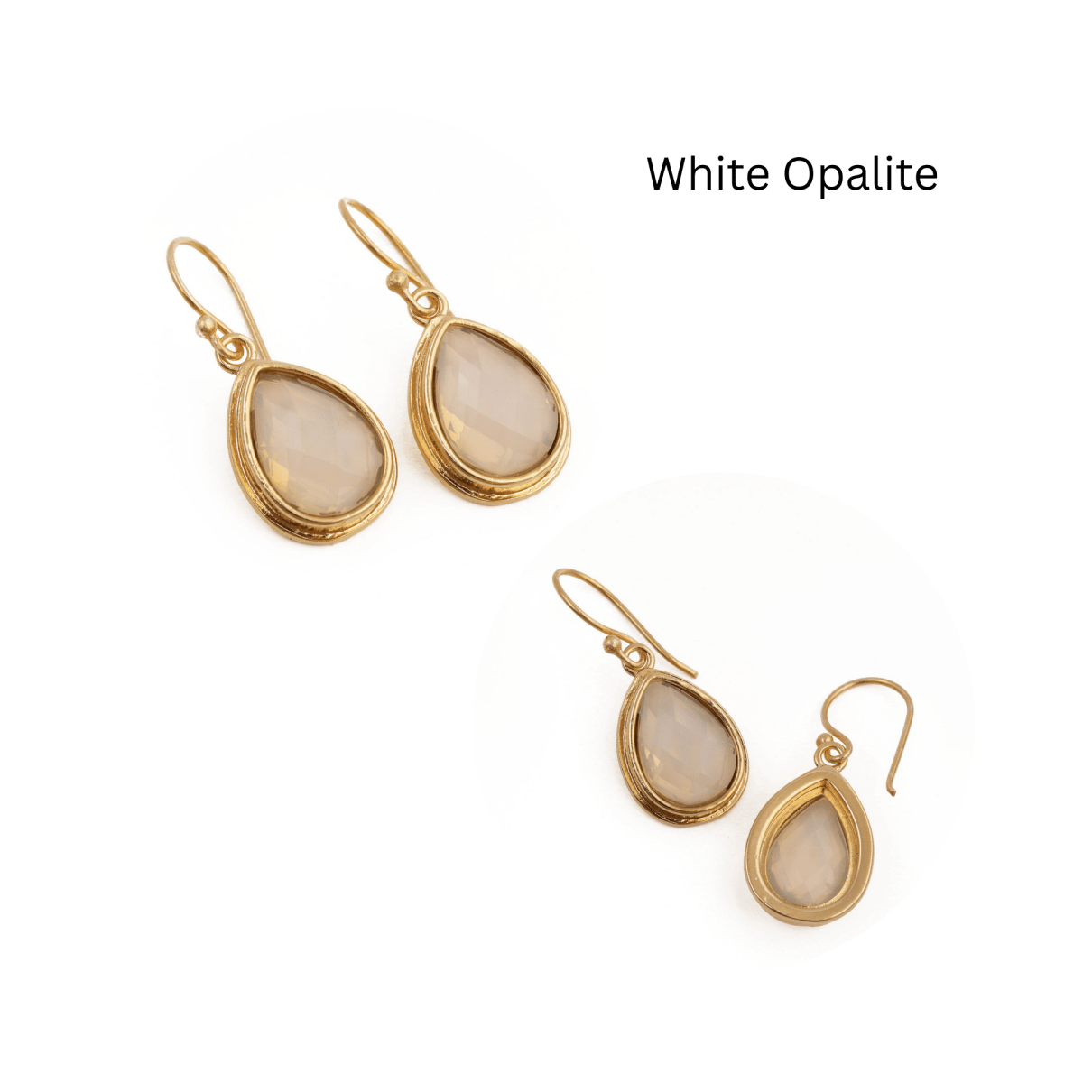 Teardrop Hook Earrings, Iolite Gemstone Gold Plated Jewelry CE - 1035