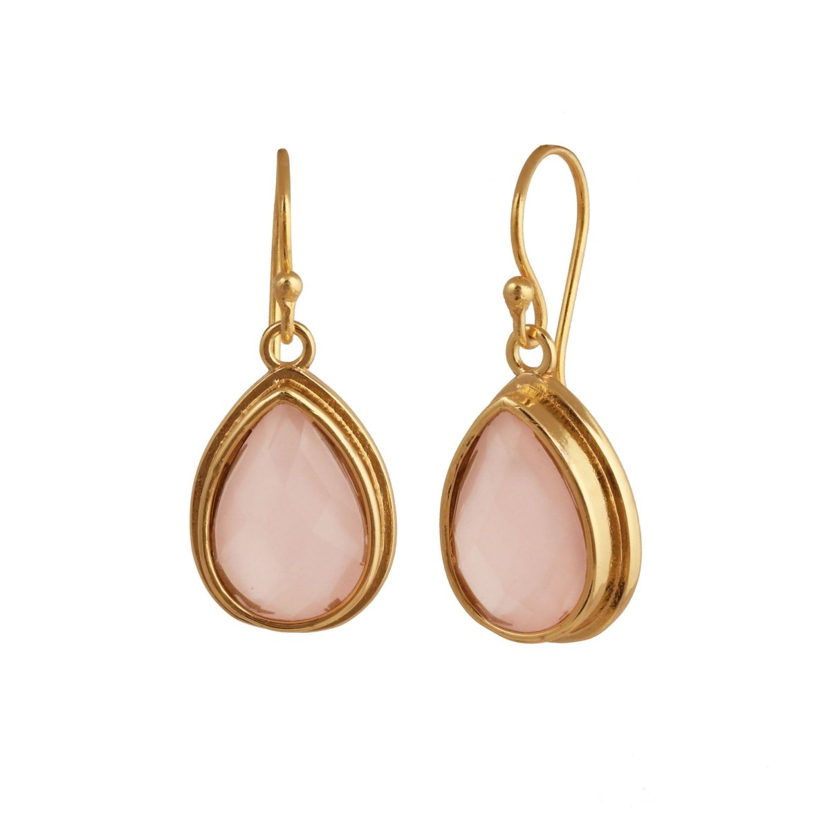 Teardrop Hook Earrings, Iolite Gemstone Gold Plated Jewelry CE - 1035