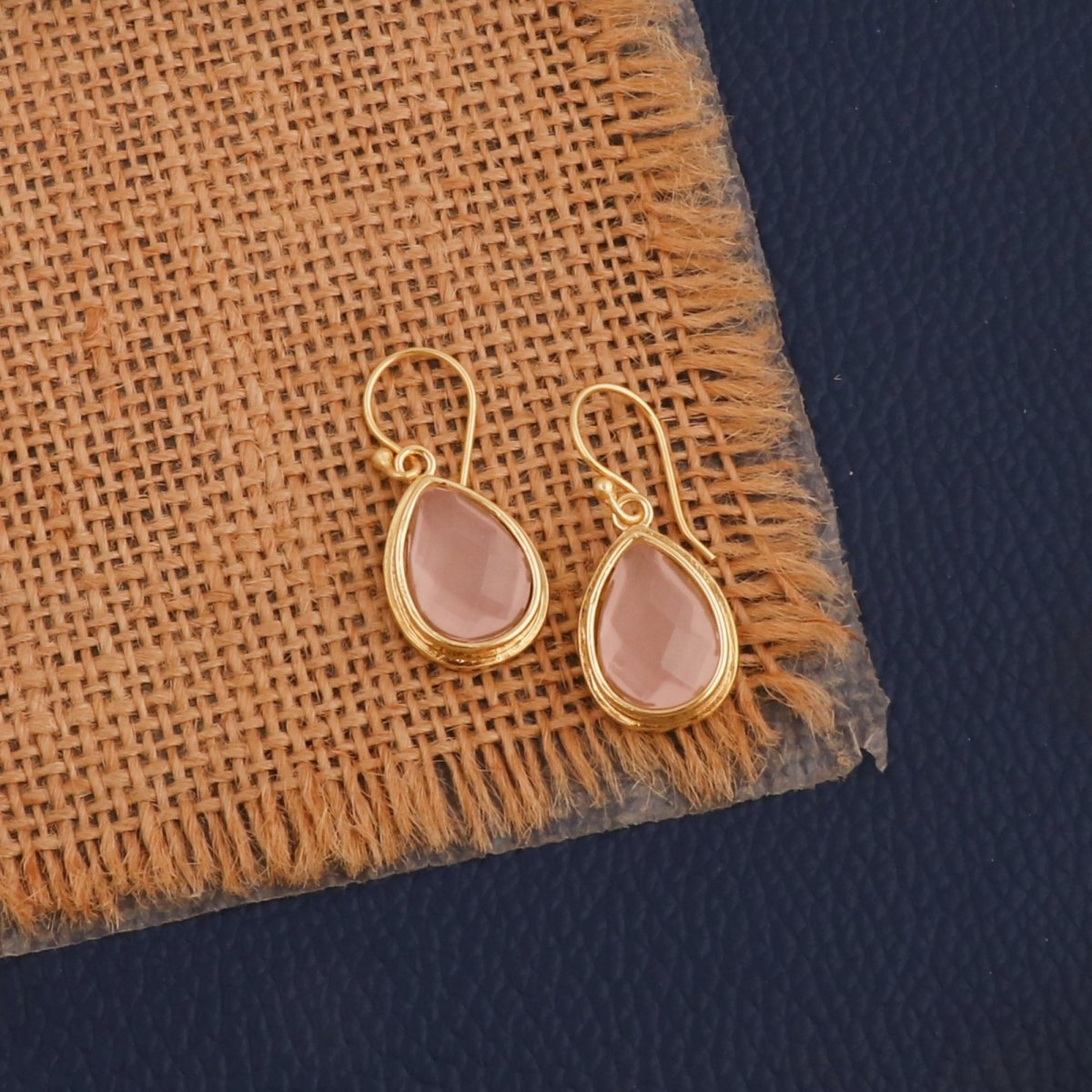Teardrop Hook Earrings, Iolite Gemstone Gold Plated Jewelry CE - 1035