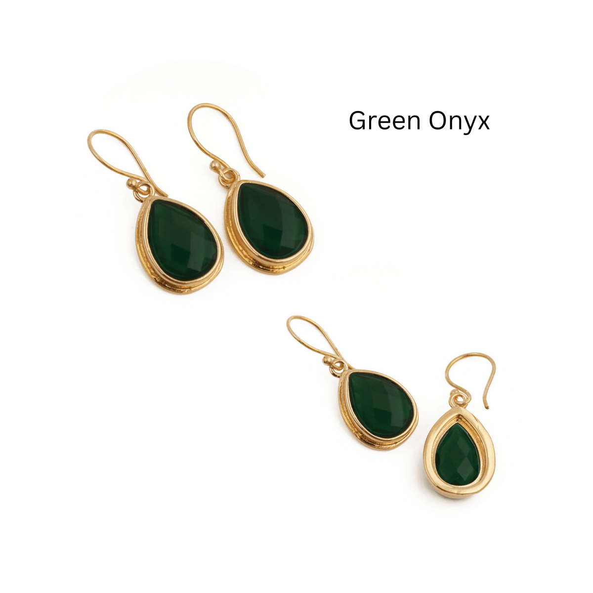 Teardrop Hook Earrings, Iolite Gemstone Gold Plated Jewelry CE - 1035