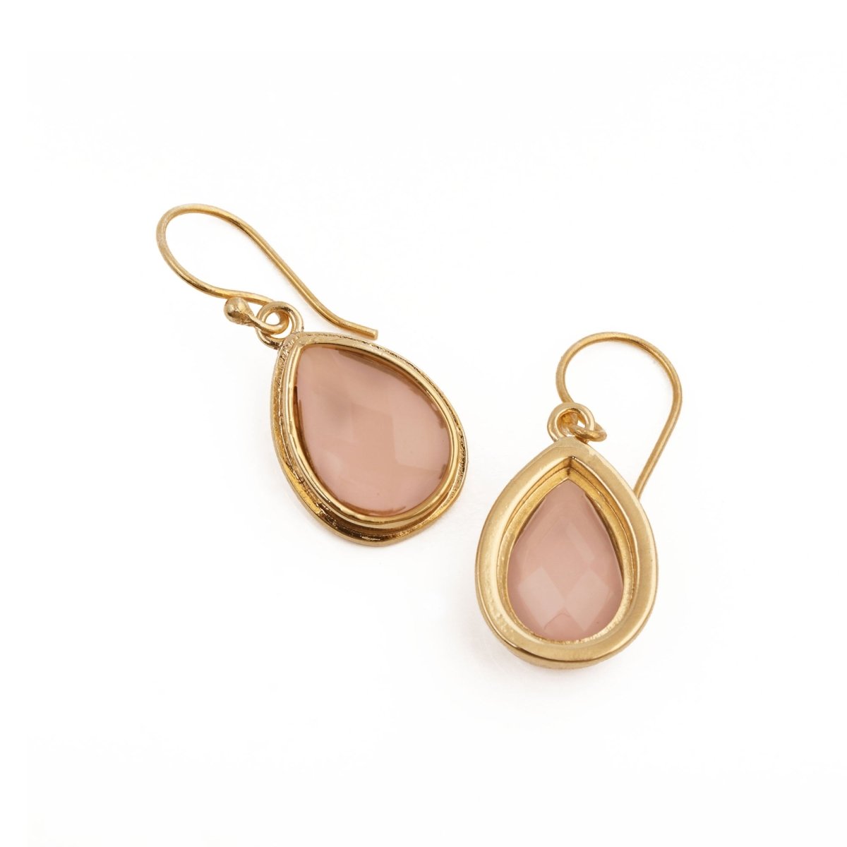 Teardrop Hook Earrings, Iolite Gemstone Gold Plated Jewelry CE - 1035