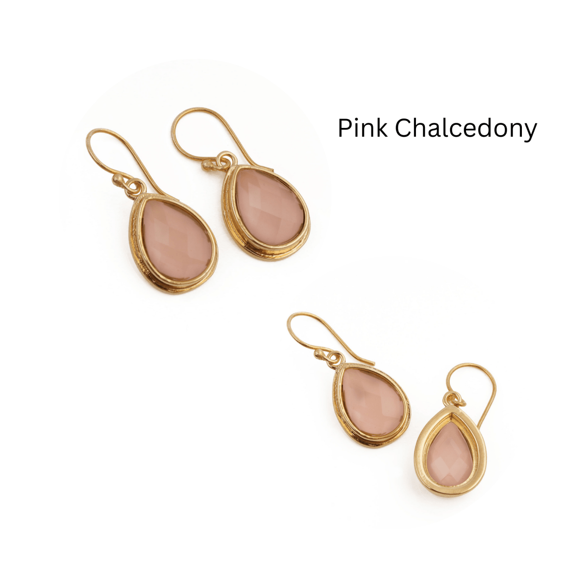 Teardrop Hook Earrings, Iolite Gemstone Gold Plated Jewelry CE - 1035