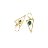 Teardrop Stone Green Cat's Eye, Dainty Gold Plated Triangle Hook Earrings CE - 1032
