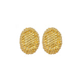 Textured Gold Plated Dome Earrings Honeycomb-Inspired Design Stud