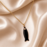 Tiny Fish Pendant Necklace Minimal Jewelry, Handmade Gold Plated Necklace 5287