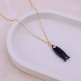 Tiny Fish Pendant Necklace Minimal Jewelry, Handmade Gold Plated Necklace 5287
