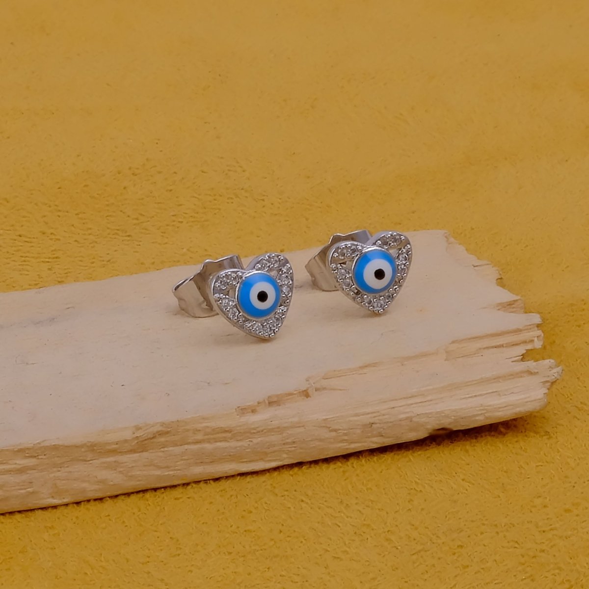 Tiny Heart Shape Evil Eye Earrings Everyday Jewelry For Women