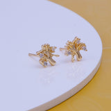 Tiny Tree Shape Stud Earrings Cubic Zircon Gemstone Earrings Gold Plated Jewelry For Kids
