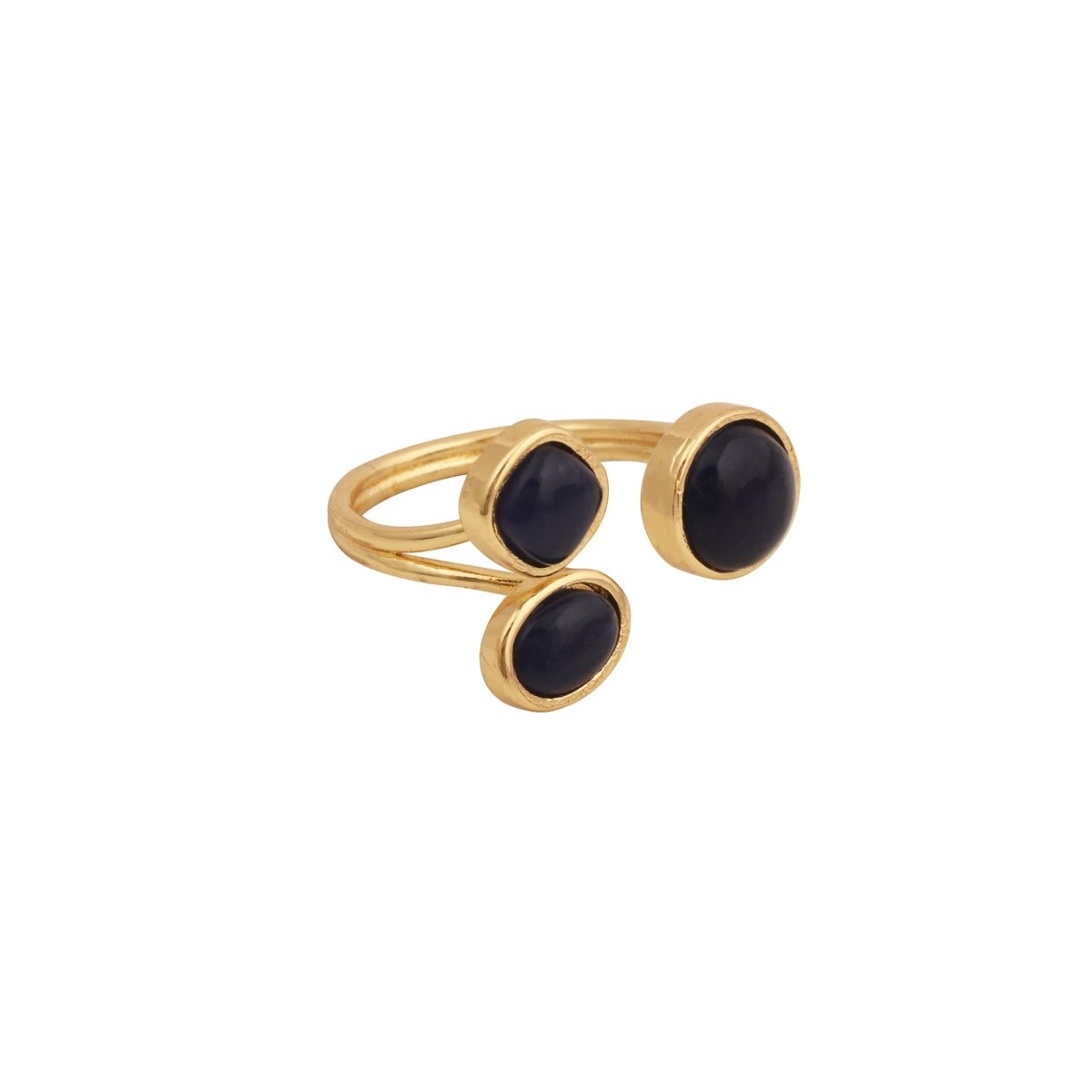 Triple Gemstone Ring, Handmade Gold Open Ring, Minimalist Jewelry CR - 1017