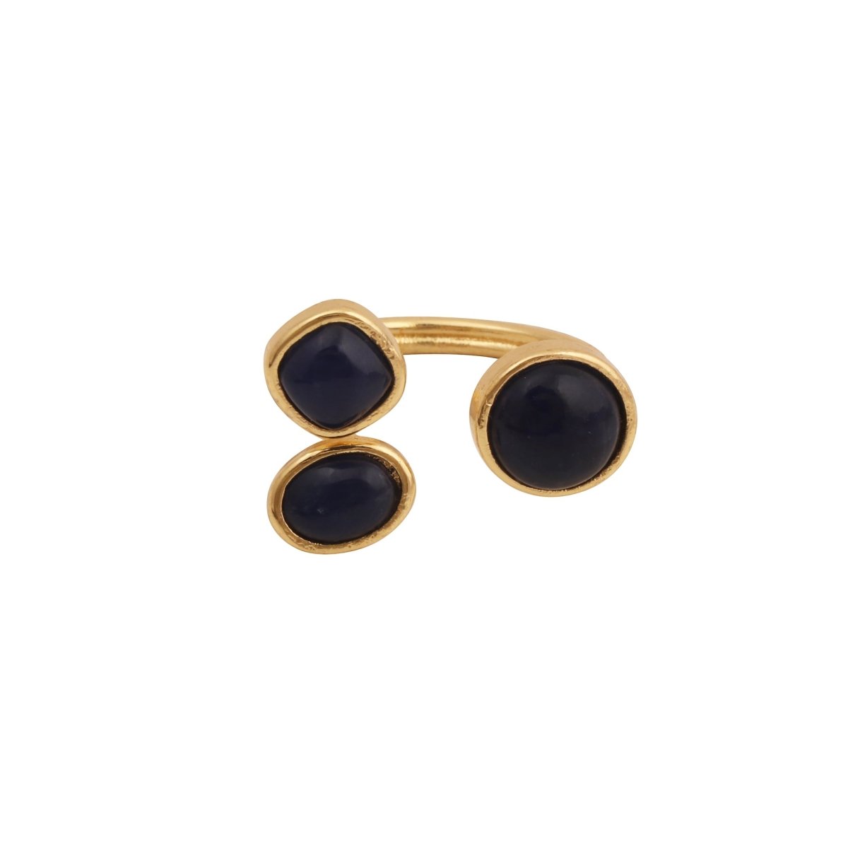 Triple Gemstone Ring, Handmade Gold Open Ring, Minimalist Jewelry CR - 1017