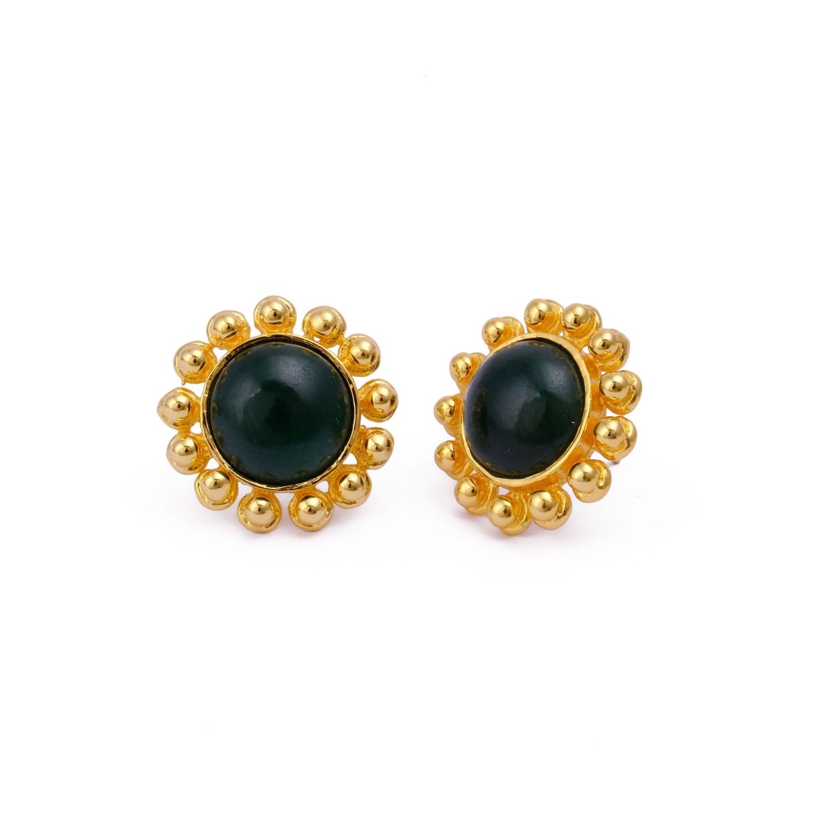 Turquoise Gemstone Earring, Gold Plated Earring, Flower Design Earring