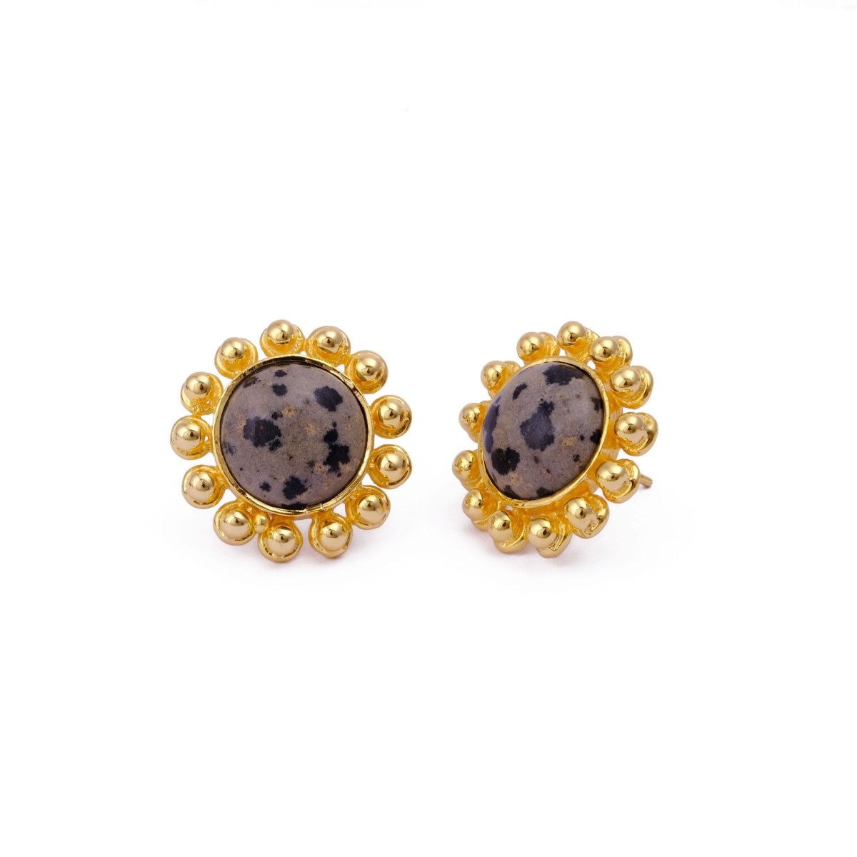 Turquoise Gemstone Earring, Gold Plated Earring, Flower Design Earring