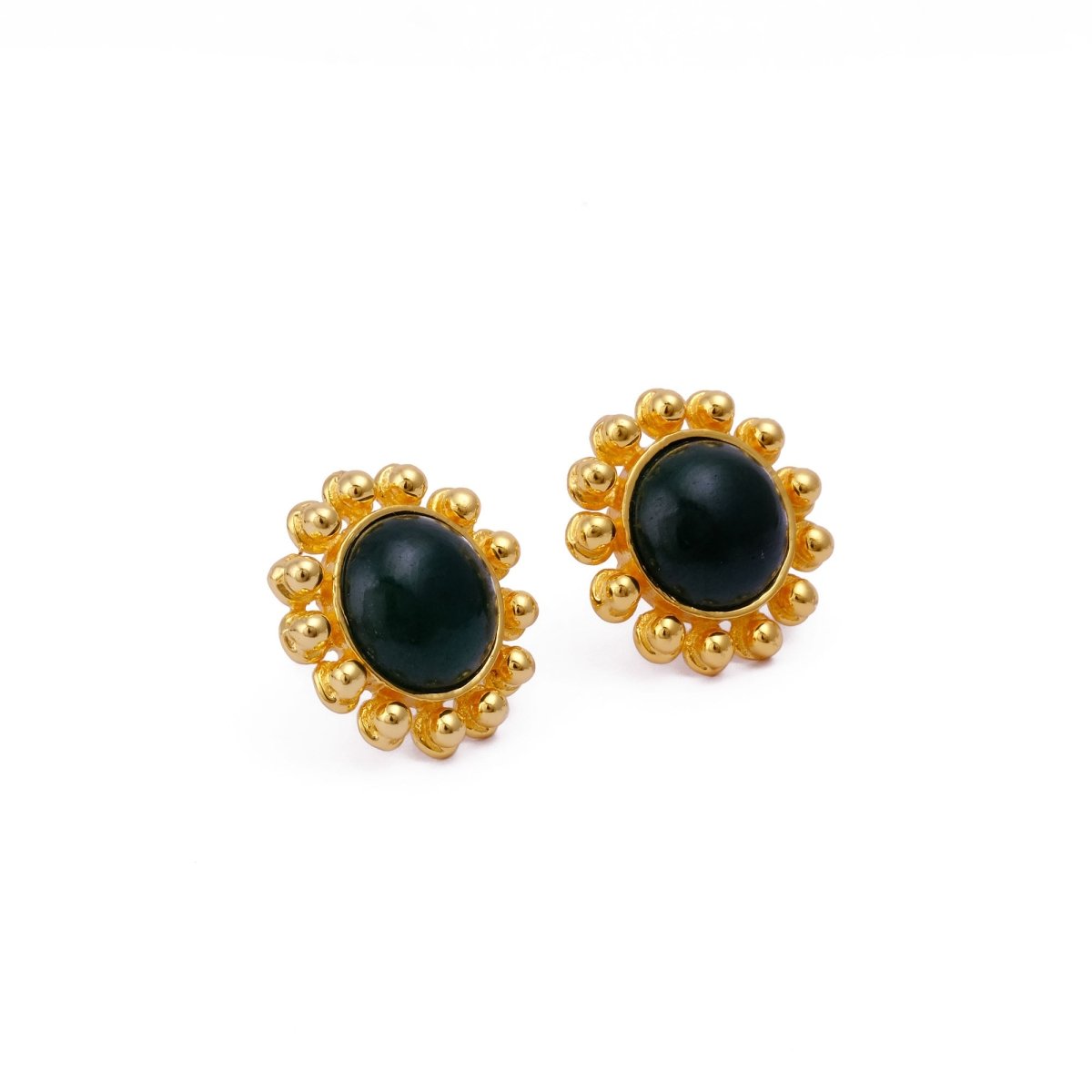 Turquoise Gemstone Earring, Gold Plated Earring, Flower Design Earring