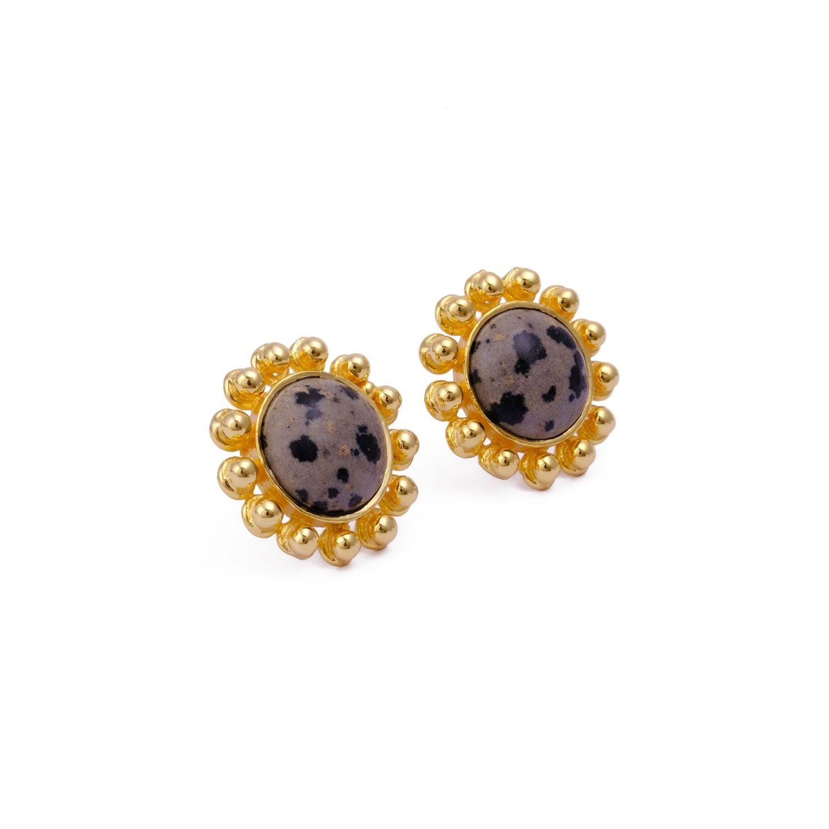 Turquoise Gemstone Earring, Gold Plated Earring, Flower Design Earring