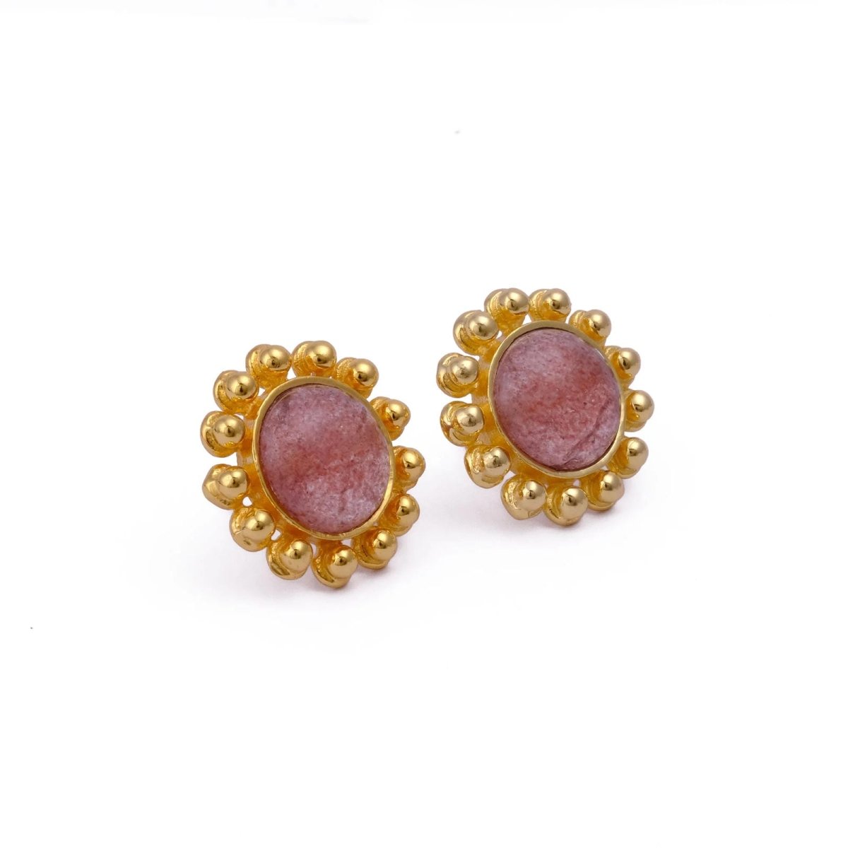 Turquoise Gemstone Earring, Gold Plated Earring, Flower Design Earring