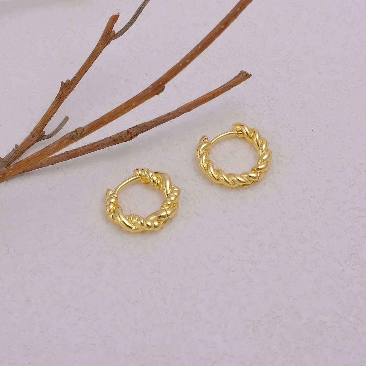 Twisted Gold Hoop Earrings Classic Minimalist Statement Jewelry Everyday Elegant Hoops