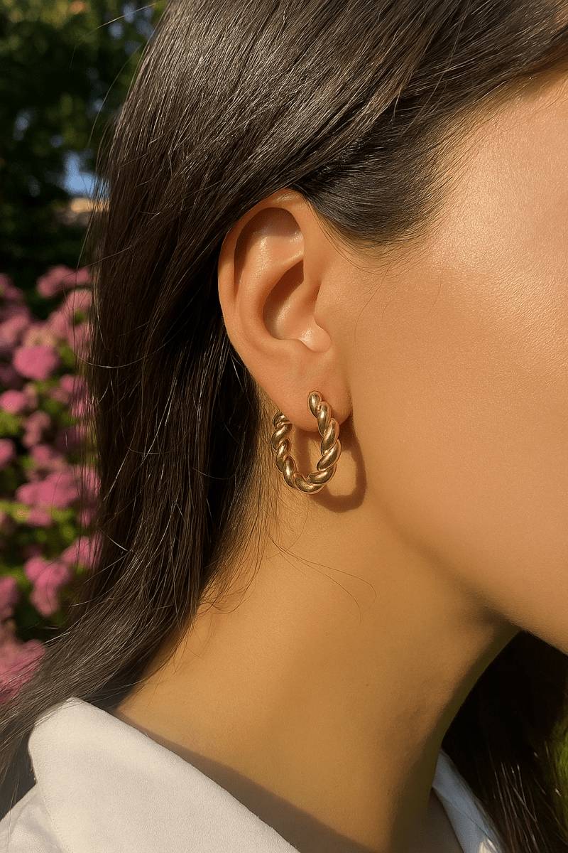 Twisted Gold Hoop Earrings Classic Minimalist Statement Jewelry Everyday Elegant Hoops