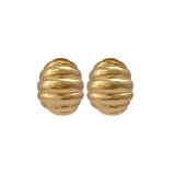 Vintage Inspired Chunky Gold Dome Stud Earrings Ribbed Statement Jewelry