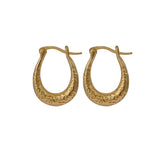 Vintage Style Textured U Gold Plated Fashion Hoop Earrings
