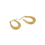 Vintage Style Textured U Gold Plated Fashion Hoop Earrings