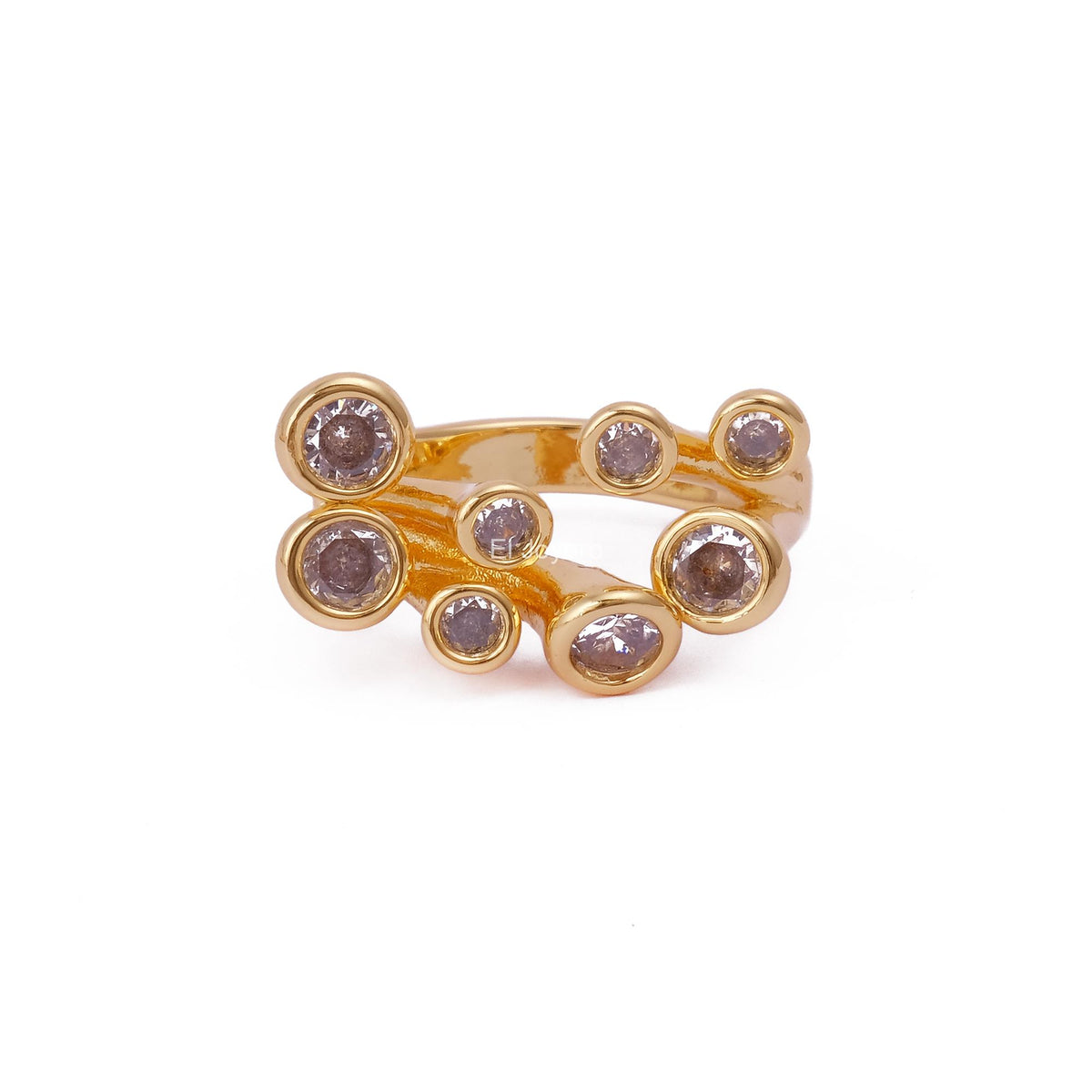 Emerald Quartz Stone Dainty Stackable Adjustable Promise Antique Ring Gold Plated