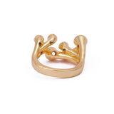Emerald Quartz Stone Dainty Stackable Adjustable Promise Antique Ring Gold Plated
