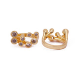 Emerald Quartz Stone Dainty Stackable Adjustable Promise Antique Ring Gold Plated