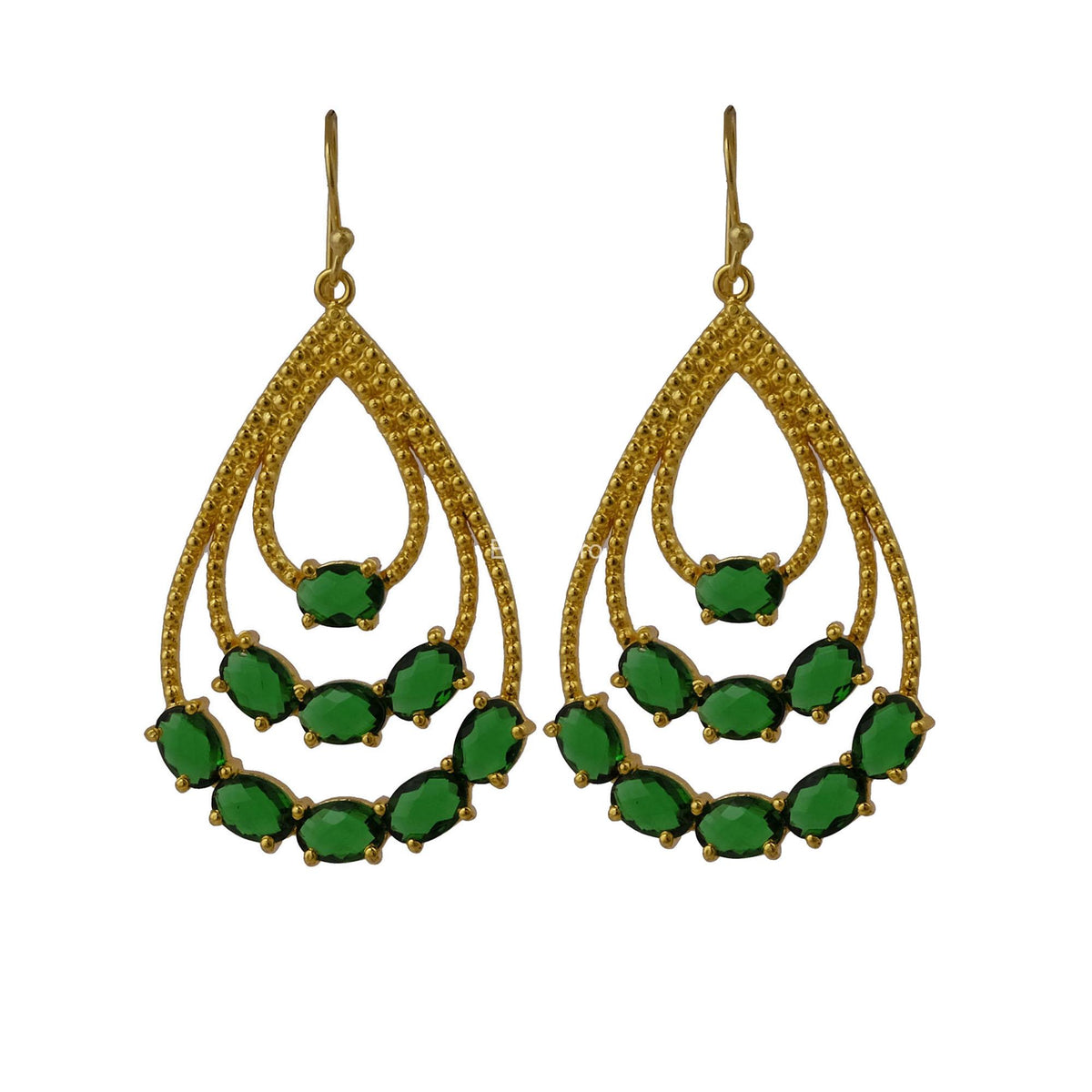 Apatite Stone Gold Plated Engagement Daughter Dangle Drop Prong Hook Earrings