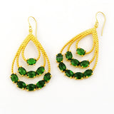 Apatite Stone Gold Plated Engagement Daughter Dangle Drop Prong Hook Earrings