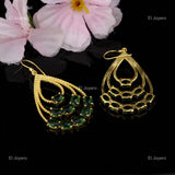 Apatite Stone Gold Plated Engagement Daughter Dangle Drop Prong Hook Earrings