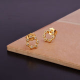 White Cubic Zircon Gemstone Stud Earrings Gold Plated Jewelry For Her