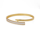 White Enameled With CZ Gemstone Bangle Aesthetic Gold Plated Jewelry