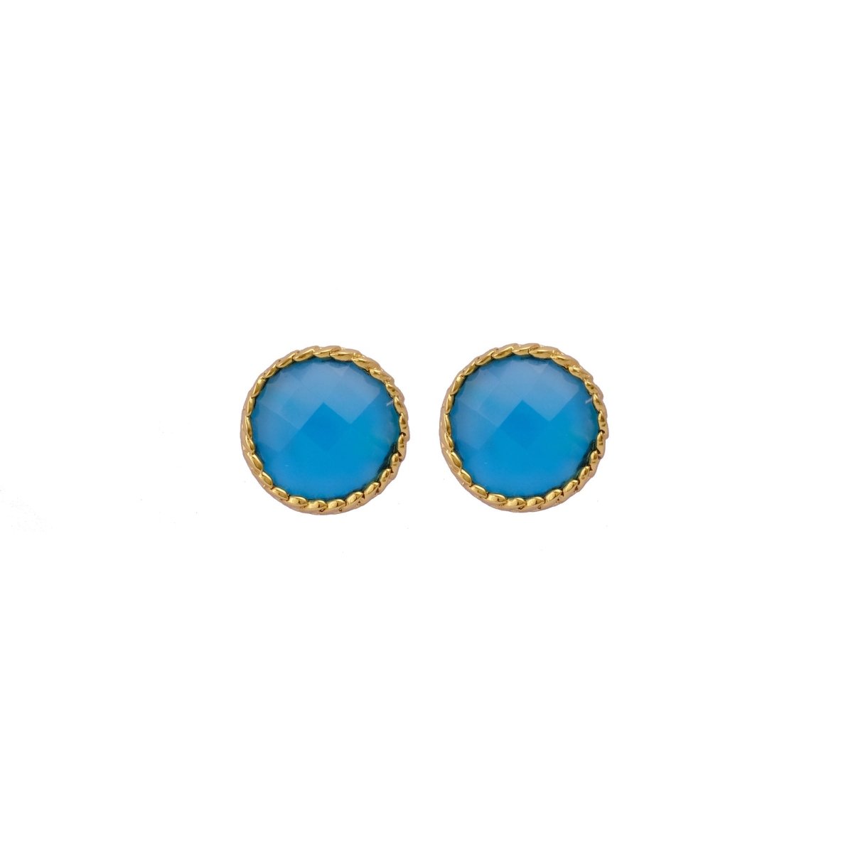 White Opalite Gemstone Earrings Studs, Round Shape Faceted Cut, Gemstone Studs Earrings