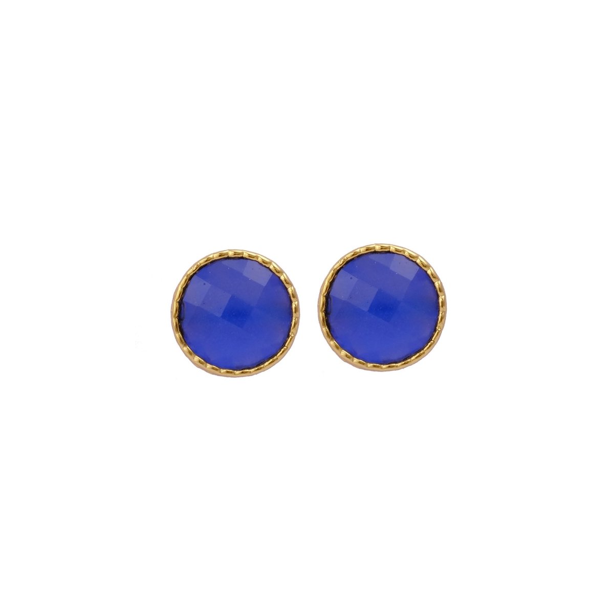 White Opalite Gemstone Earrings Studs, Round Shape Faceted Cut, Gemstone Studs Earrings