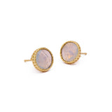 White Opalite Gemstone Earrings Studs, Round Shape Faceted Cut, Gemstone Studs Earrings