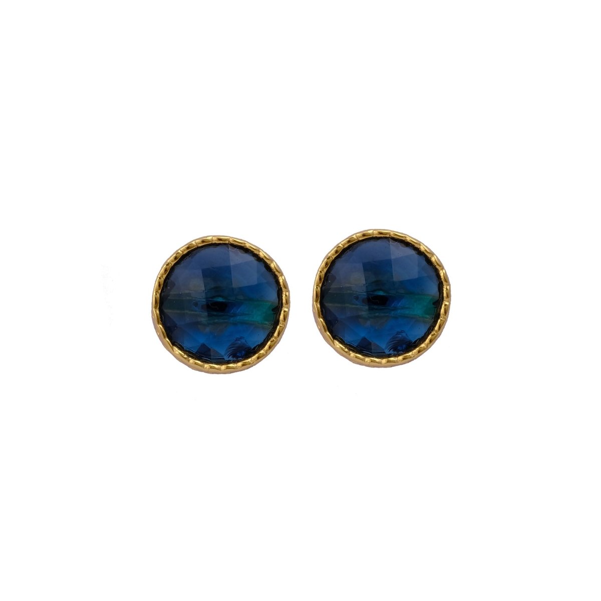 White Opalite Gemstone Earrings Studs, Round Shape Faceted Cut, Gemstone Studs Earrings