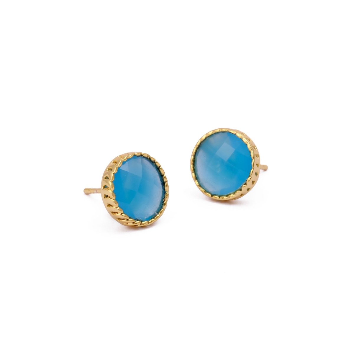 White Opalite Gemstone Earrings Studs, Round Shape Faceted Cut, Gemstone Studs Earrings